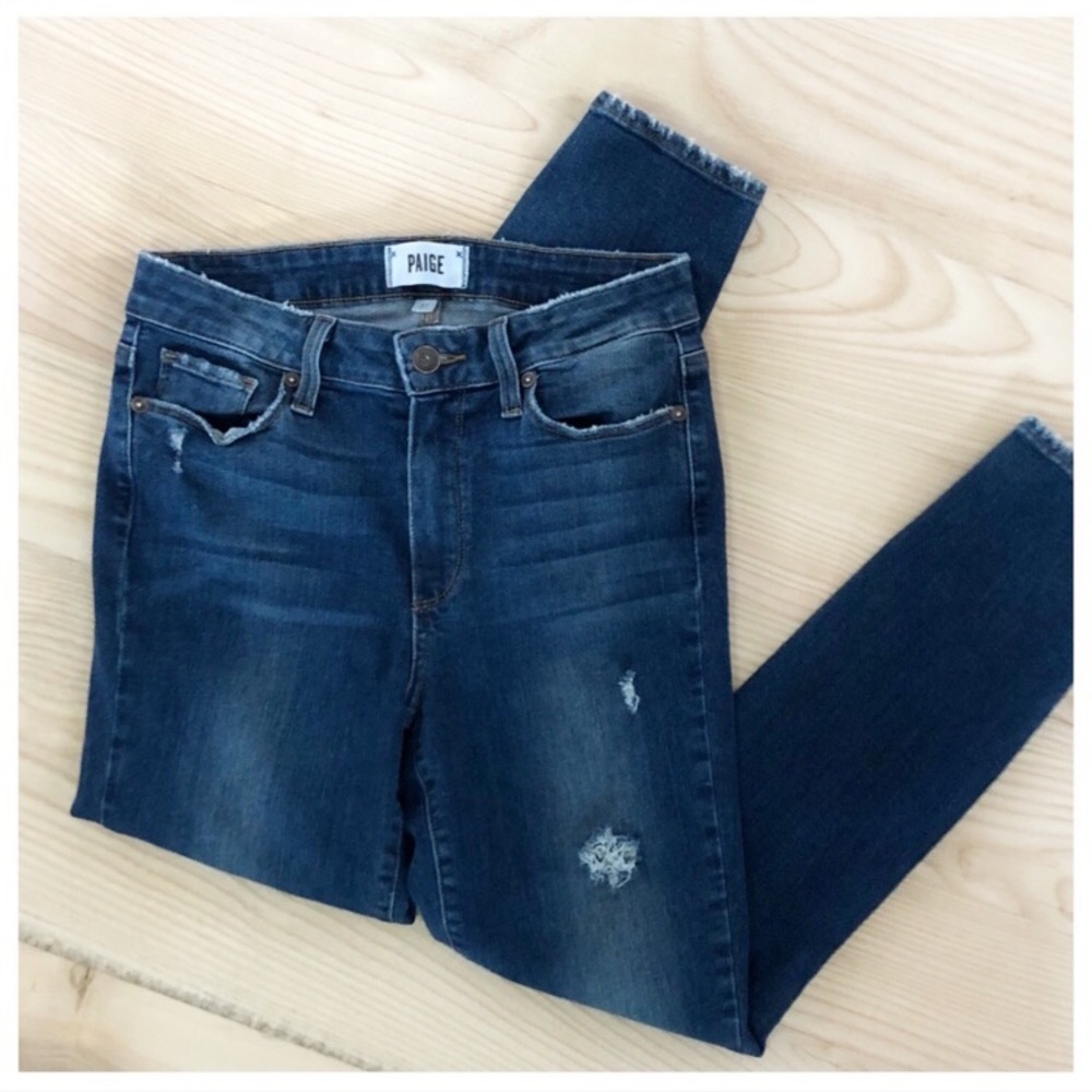 PAIGE HOXTON DISTRESSED HIGH WAISTED SKINNY JEANS - Picture 4 of 6